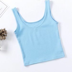 LIKE NEW SHEIN Blue Ribbed Solid Tank Top Size M